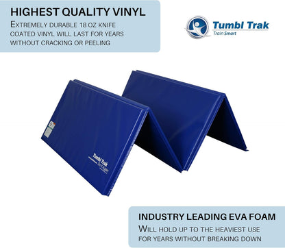 Tumbl Trak Gymnastics Folding Tumbling Panel Mat, 5ft x 10ft x 1-3/8in, Royal Blue