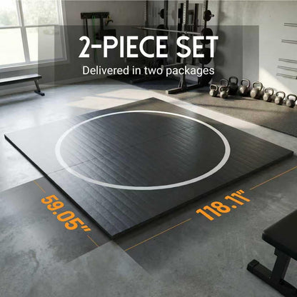 EFFICRAFT 10'x10' Flexi-Roll Wrestling Mat, Martial Arts Thick Mat for Home Gym Exercise, PVC or Inflatable Training Mats with Circles,for Gymnastics, Tatami, Jiu Jitsu BJJ MMA Judo