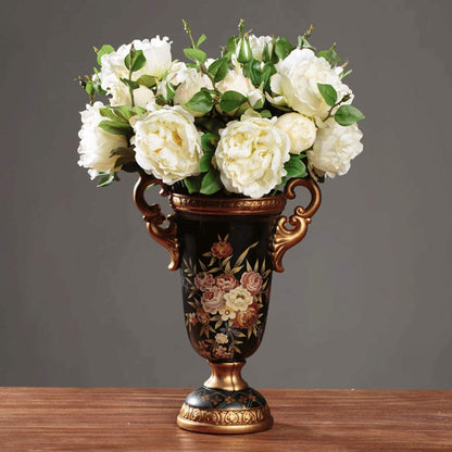 JIIPOREGJ Country Decoration Crafts Ornaments Retro Ceramic Vase High-Legged Ear Handcrafted 34.5Cm*14Cm