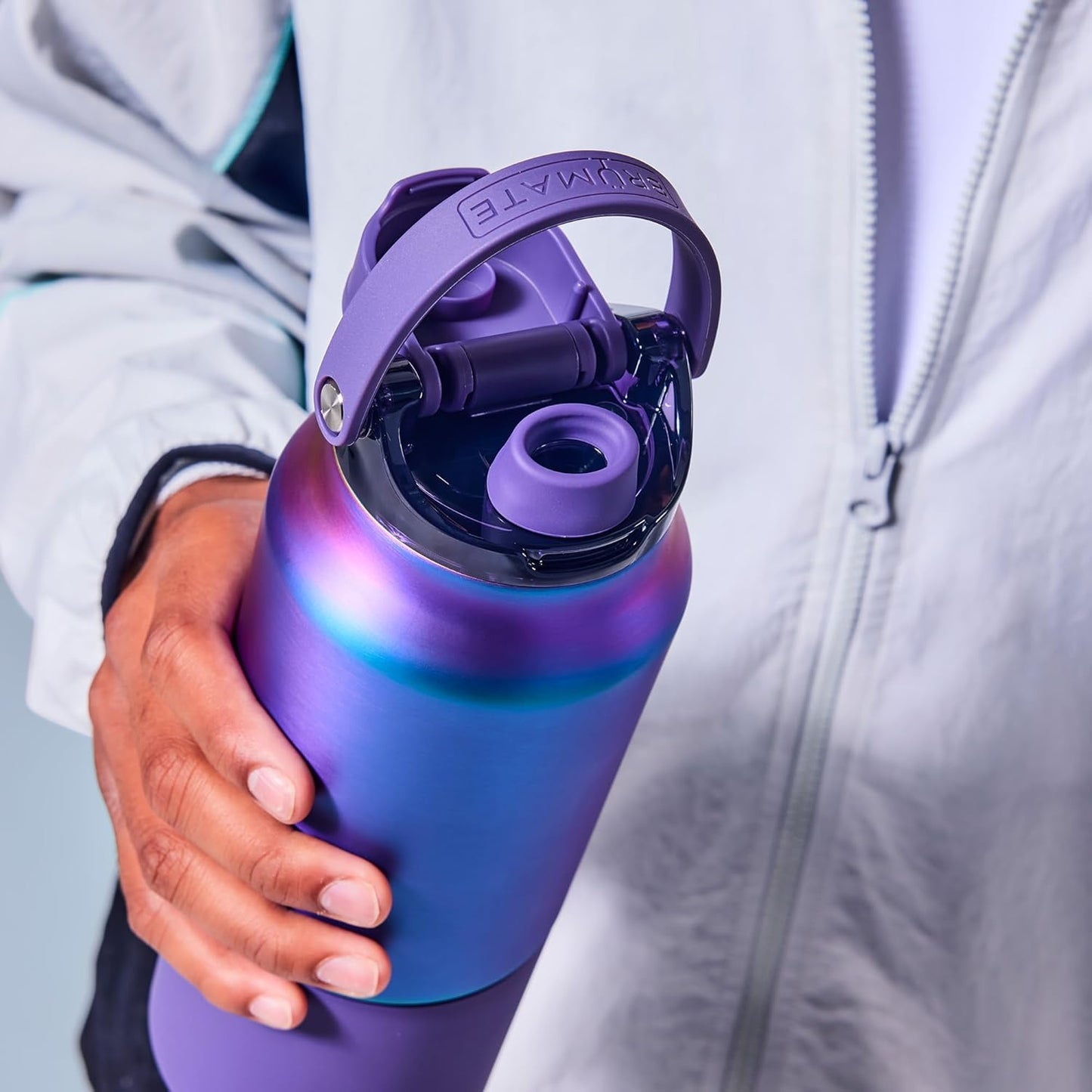 BrüMate Rise 35oz Water Bottle With Covered Silicone Straw | 100% Leakproof Insulated Water Bottle | Soft Sip Silicone Spout | Made of Stainless Steel | 35oz (Black Stainless)