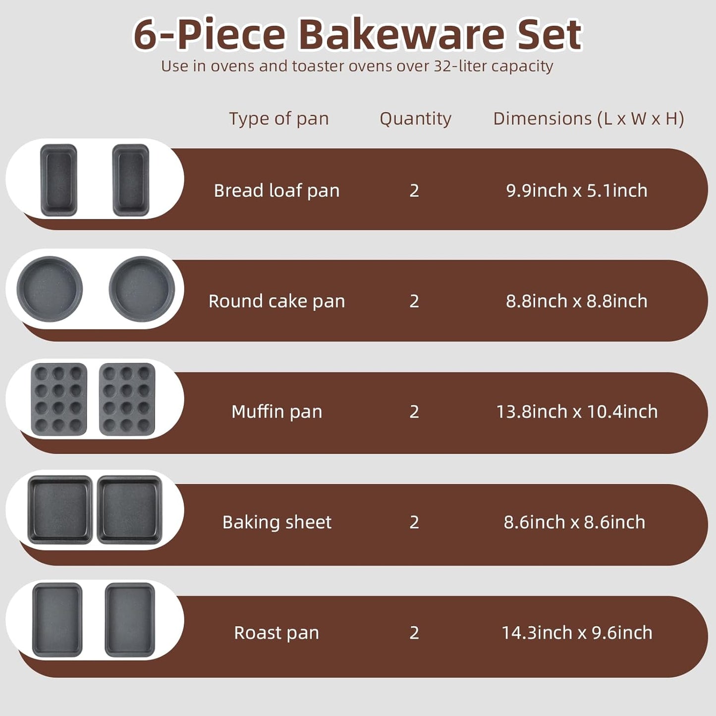 Professional Grade Nonstick Baking Pans Set by [Brand Name] - 11-Piece Carbon Steel Bakeware, Dishwasher Safe, Oven Safe to 450°F | Steel Gray