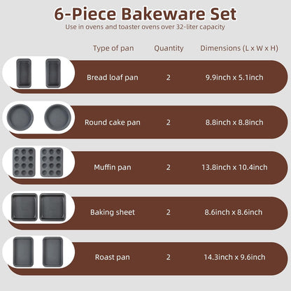 Professional Grade Nonstick Baking Pans Set by [Brand Name] - 11-Piece Carbon Steel Bakeware, Dishwasher Safe, Oven Safe to 450°F | Steel Gray