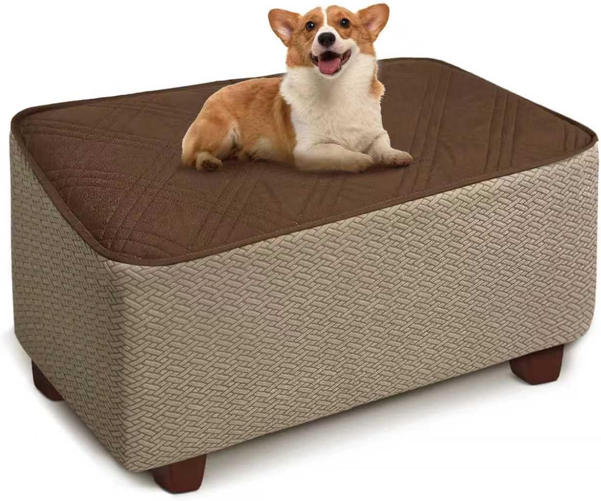 28-32 Inches, MEHIDFY Ottoman Cover, Waterproof Square Stool Slipcover, Quilted Stretch Furniture Protector, Machine