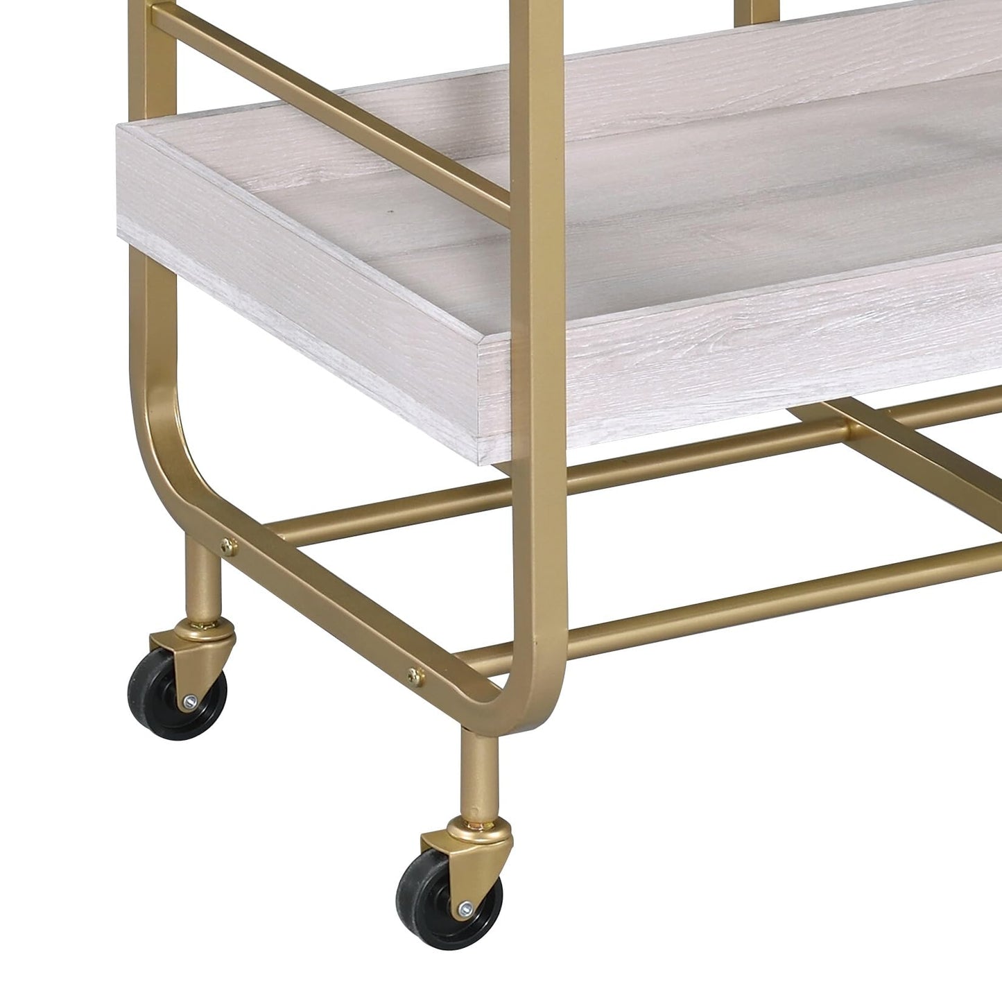 Gold & White Washed Finish Serving Cart