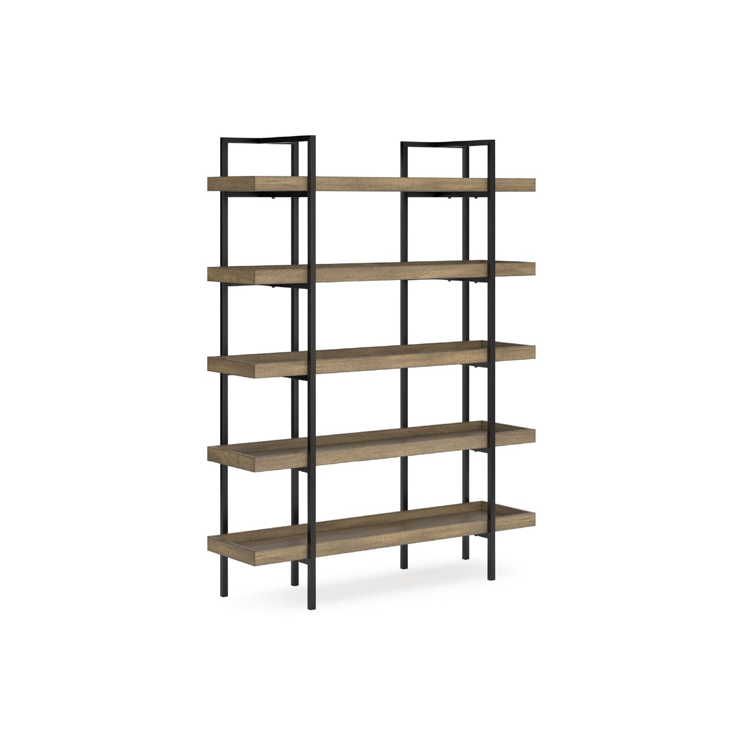 Signature Design by Ashley Montia Industrial Freestanding 5-Tier 76" Etagere Bookcase, Light Brown