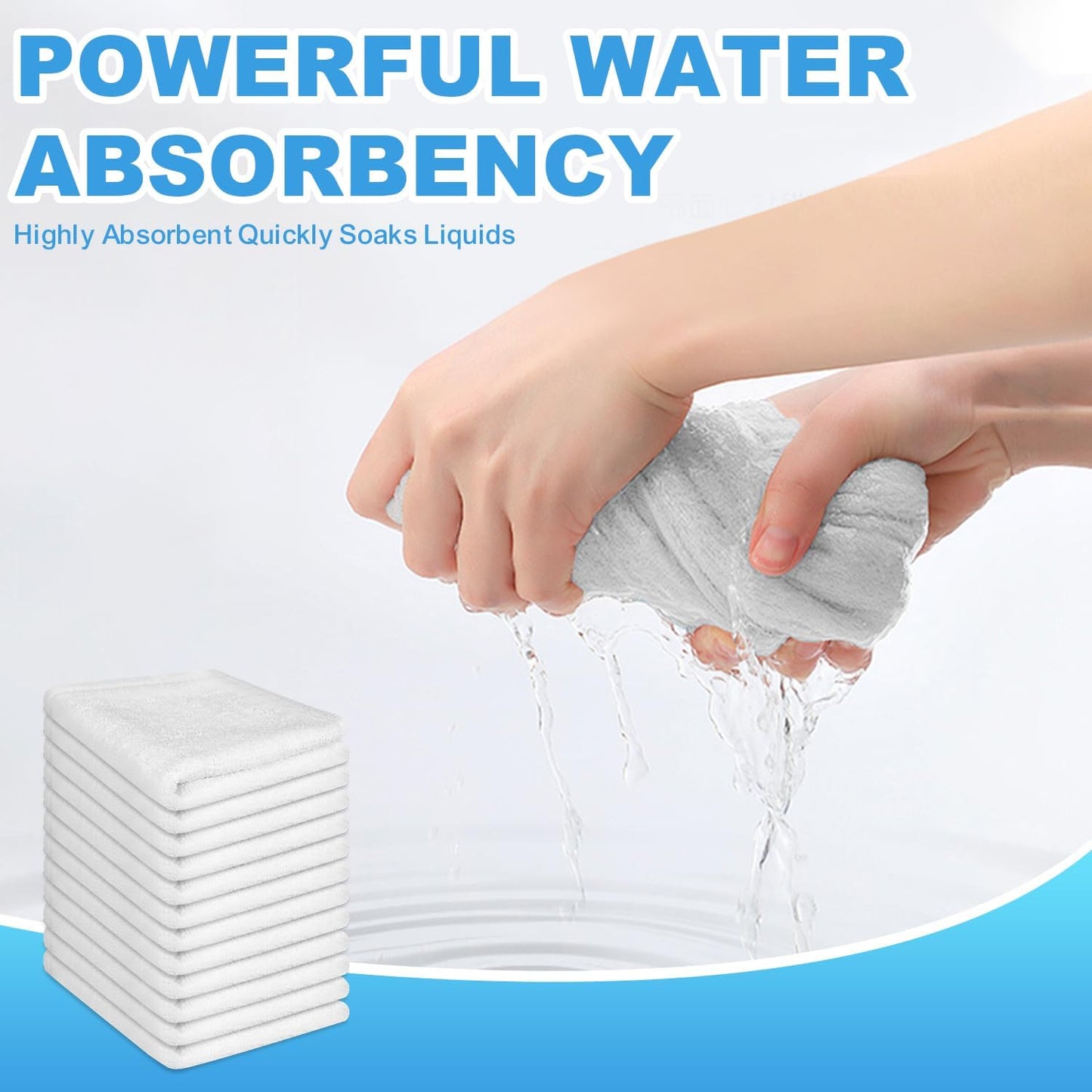 24 Pack 100% 12x12 Inch Cotton Wash Cloth, Highly Absorbent and Soft Feel Fingertip Towels, Machine Washable Washcloths