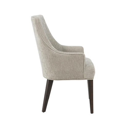 Manhattan Comfort Beever Modern Dining Chairs with Arms, Luxurious Chenille Upholstery, Foam Padded Seat, Rubberwood Legs, Sloped Ergonomic Back, Kitchen and Dining Room Furniture, Set of 2, Taupe