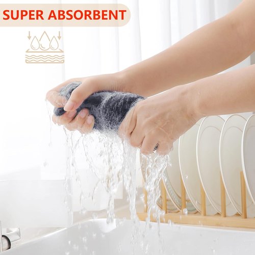 Homaxy 100% Cotton Waffle Weave Dish Cloths - Ultra Soft & Absorbent | 12x12 Inches, Dark Grey (6-Pack)