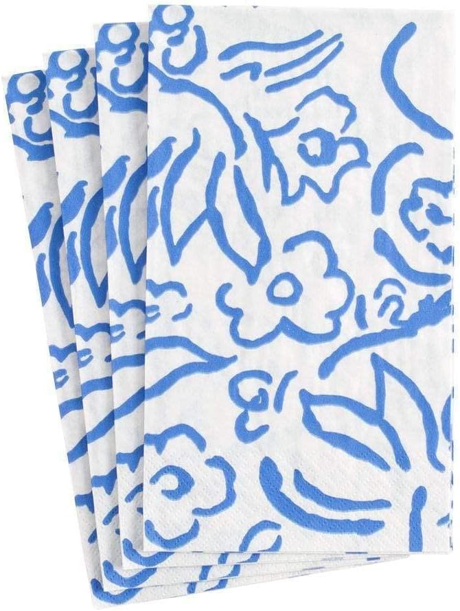 15 Package Caspari Matisse Paper Guest Towel Napkins in Blue - Per