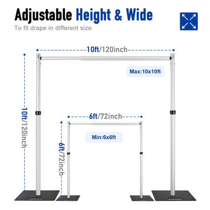 Hecis Double Backdrop Stand Heavy Duty,10x10ft Double Crossbar Pipe and Drape Stand, Adjustable Aluminium Flower Wall Backdrop, Back Drop Stand for Party Event, Trade Shows & Wedding Decor