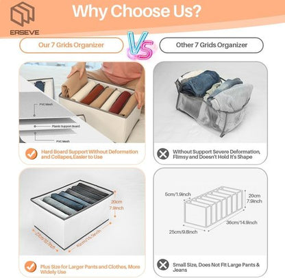 EASEVE Closet Organizer - 6 Pack Foldable Drawer Dividers for Clothes | Stackable Storage Bins