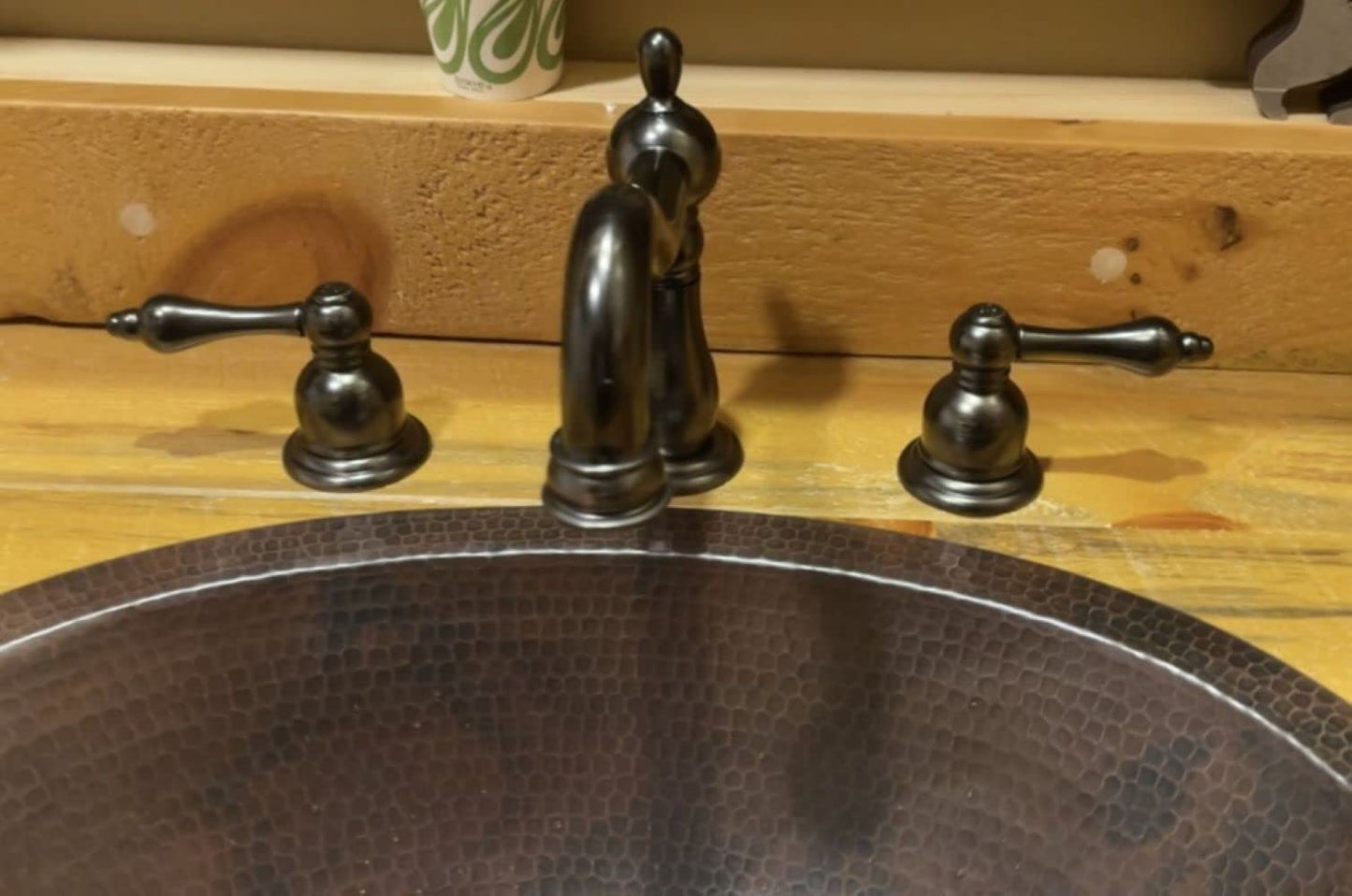 SimplyCopper 19" Oval Rustic COMBO Copper Bath Sink with Lift & Turn Drain & 2-Handled Faucet in ORB