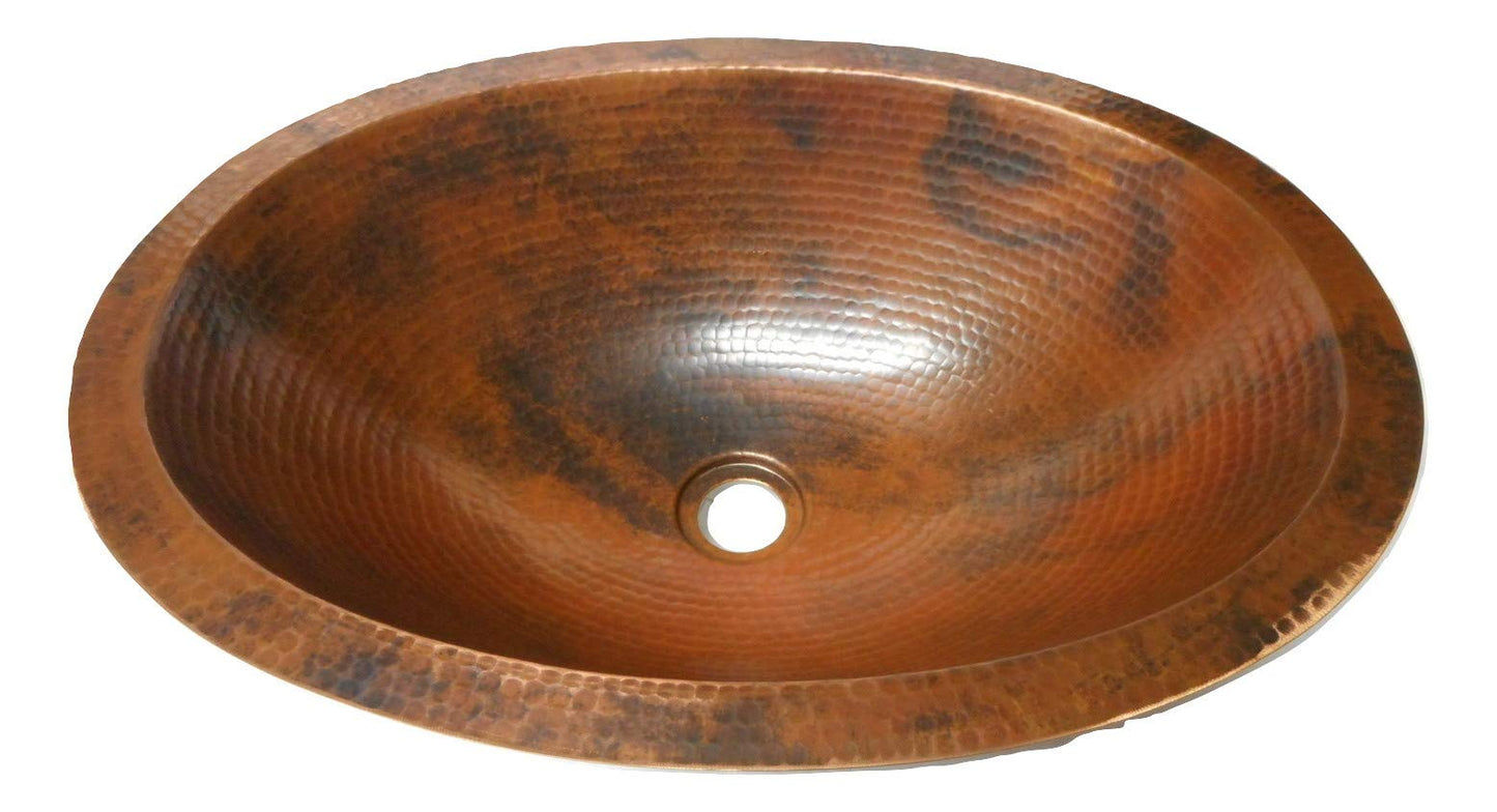 Simply Copper 19" Oval Copper Drop In or Under Mount Bath Sink in Natural Patina