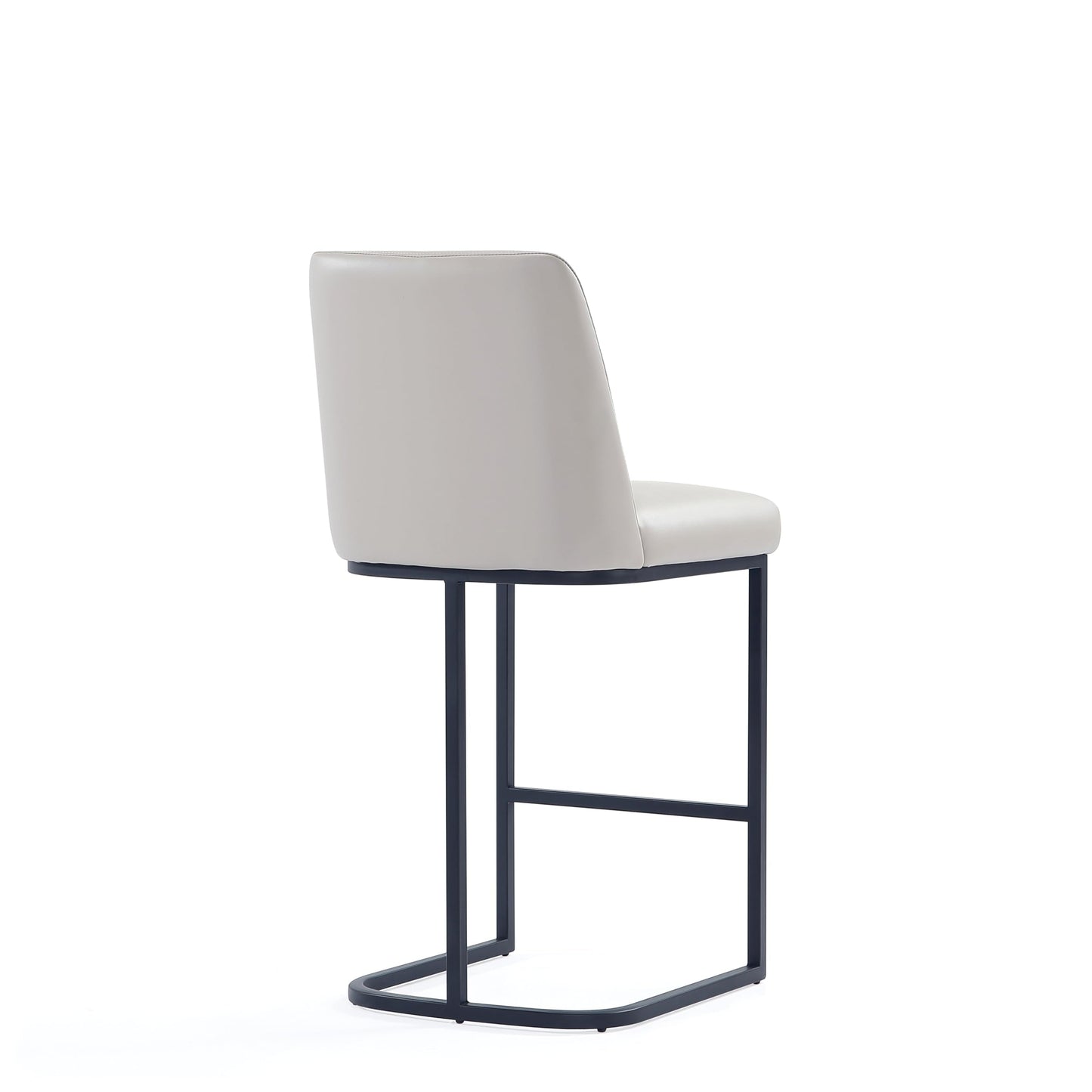Manhattan Comfort Serena Modern Leatherette Upholstered Counter Stool | Sturdy Metal Frame with Matte Black Finish | High-Density Foam Padding | Elegant Design for Bar and Kitchen, Light Grey