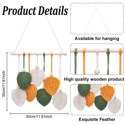 INFUNLY 9 Sets DIY Macrame Kit for Adults Beginners Boho Macrame Wristlet Keychain Kit Macrame Leaves Wall Hanging Ornament Kit with Instruction for Beginners Car Key Charm Women Gift Phone Bedroom