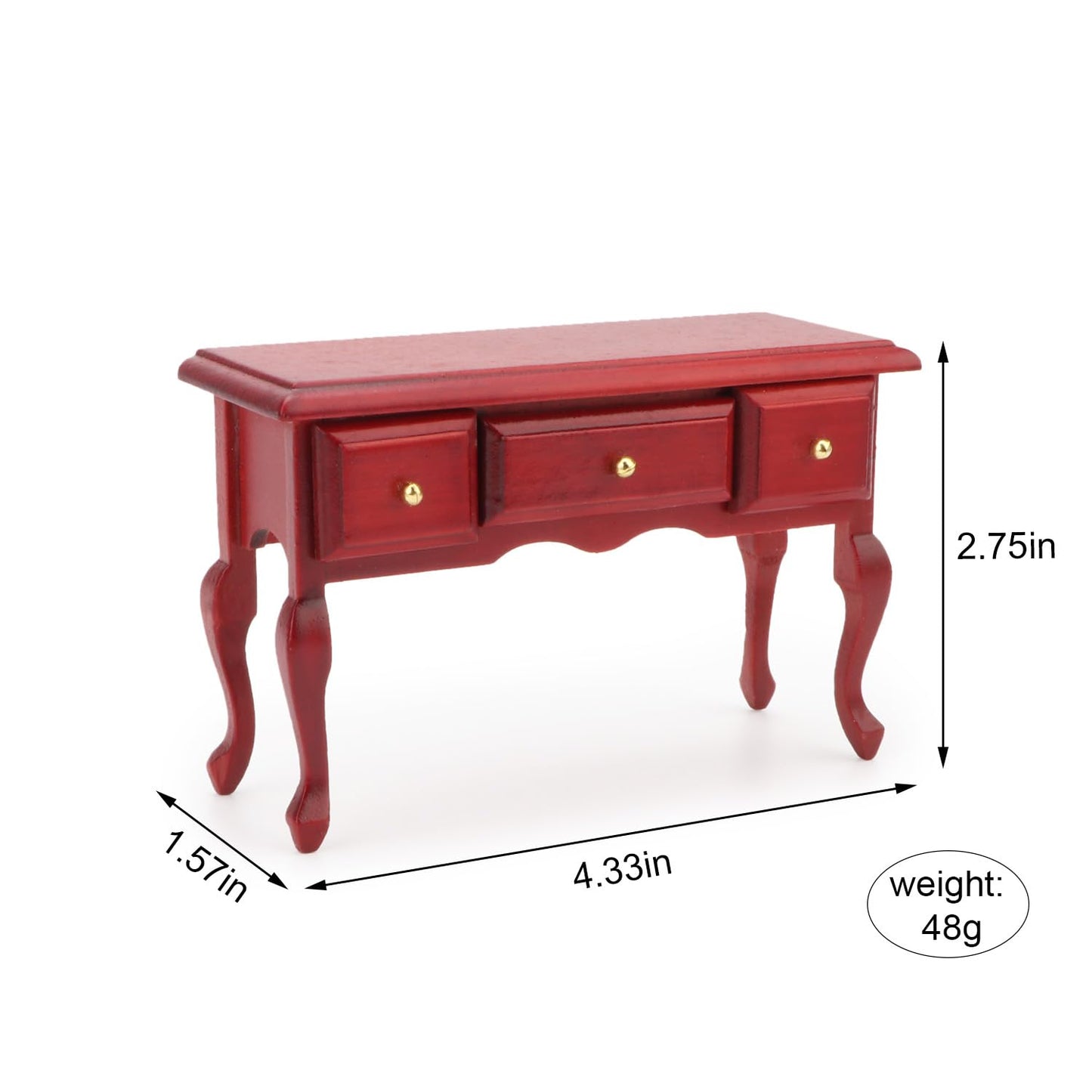 Miniature Table 1:12 Furniture for Dollhouse Accessories Writing Desk with 3 Drawers Miniature Room Ornaments Living Room Bedroom Library Scene Decoration (Brown)