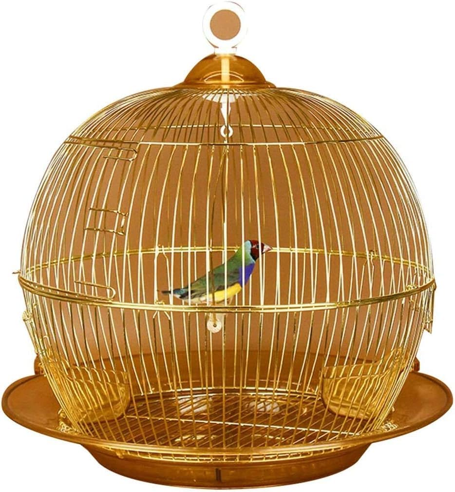 Professional Birdcage Pet Supplies Bird Carrier Gardening Decor Bird Cages Home Decor, Retro Golden Bird Cage,Elegant Decoration Parrot Cage,Dove Pearl Bird Canary Cage(Gold E)