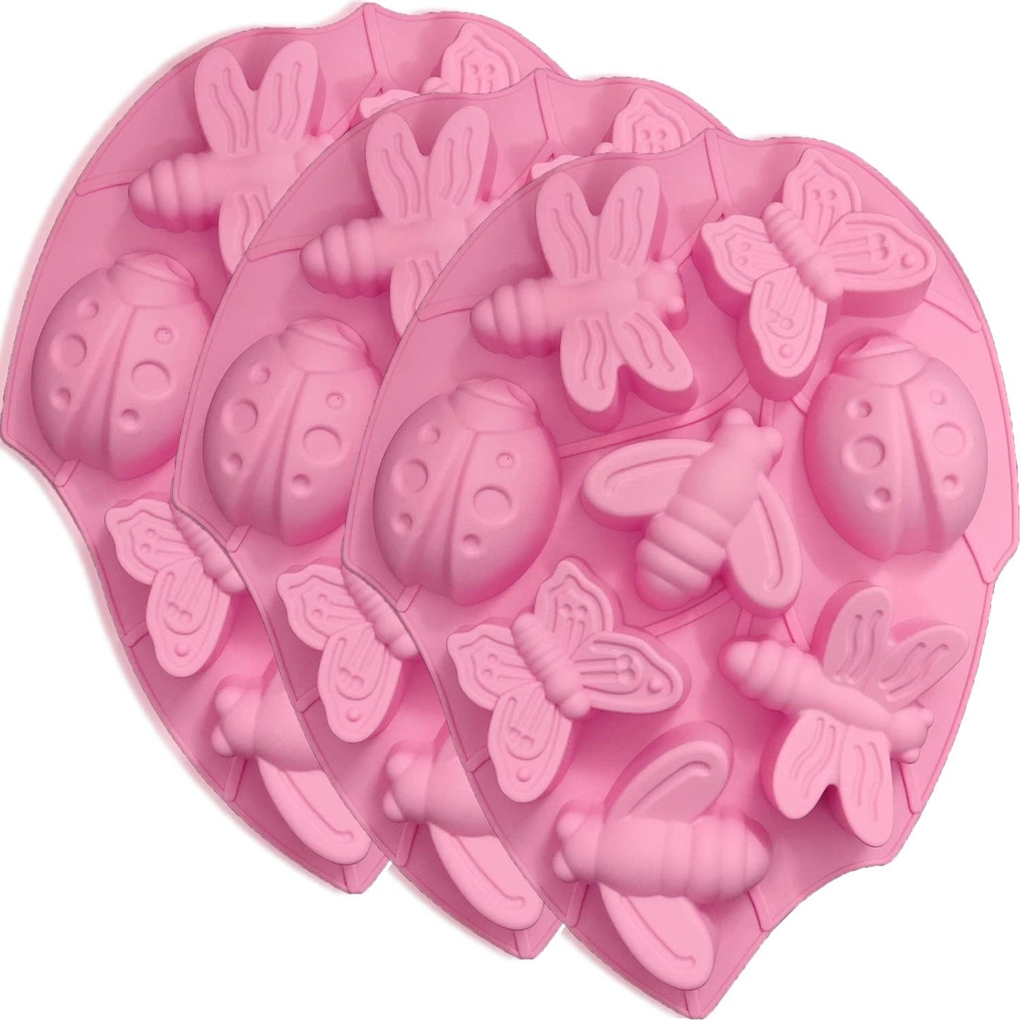VEINARDYL 3 pcs Silicone Chocolate Molds, 24-Cavity Insect 3D Muffin Mould for Cake Candy Cupcake Soap
