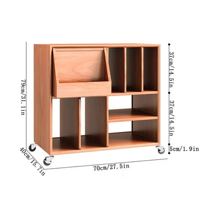 WANGHAI2024M CD Storage Rack Home Vinyl Record Storage Rack Wooden Books Magazine Cabinet with Universal Wheel