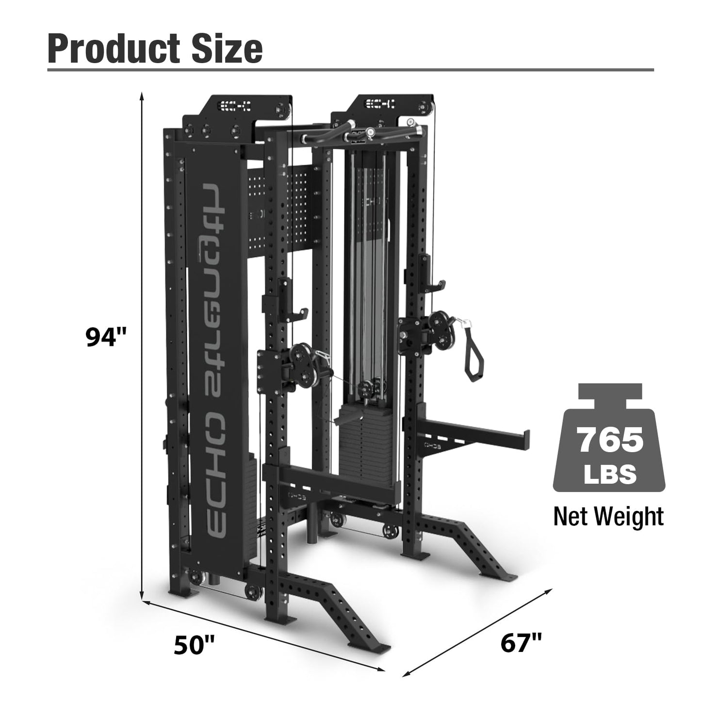 Commercial Functional Trainer Cable Machine with Dual Weight Stacks Power Cage Squat Rack Cable Crossover Exercise Machine with Pulley System All in One Home Gym Systems, Functional Trainer(Model A)