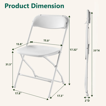 FurniEdge 16 Pack White Plastic Folding Chairs, Outdoor Portable Folding Chair with Steel Frame, 350lbs Capacity Stackable Foldable Chairs for Patio, Garden, Picnic, Kitchen, Events