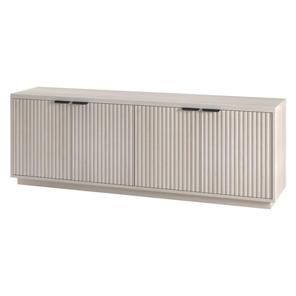 Henn&Hart Fluted TV Stand for TVs up to 78" with 2 Ribbed Storage Cabinets and Adjustable Shelves for Living Room, Family Room, or Office, Beech White