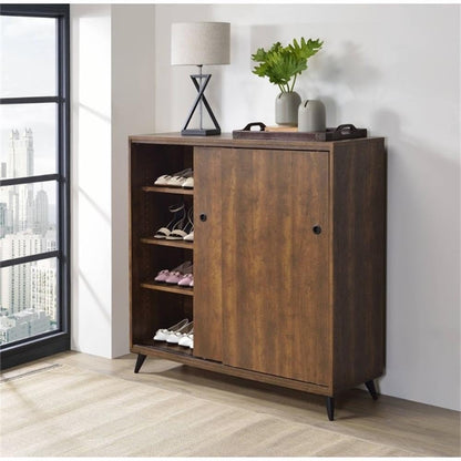 Acme Waina 3-Adjustable Wood Shelf Storage Accent Cabinet in Oak
