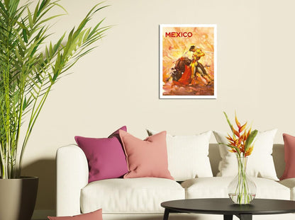 Mexico - Vintage Travel Poster by Carlos Ruano Llopis c.1944, Bullfighting Matador, Fine Art Matte Paper Print, 11x14in