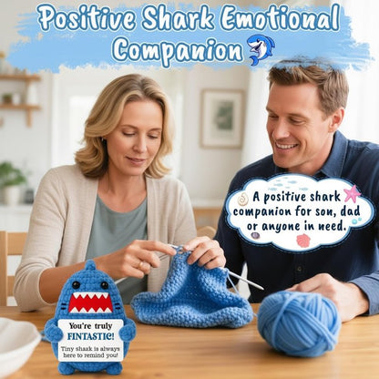 Positive Crochet Animals Shark Gift White Elephant Gifts for Adults Friends Christmas Secret Santa Gifts for Coworker Women Men Get Well Gag Emotional Positive Shark Appreciation Thinking of You