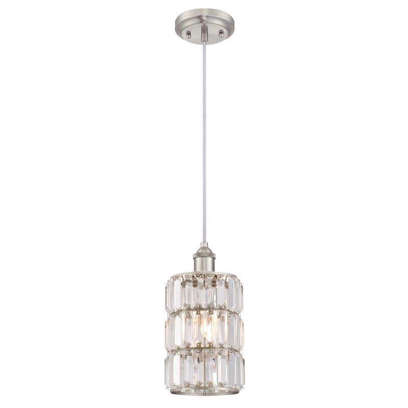 Westinghouse 6338900 Sophie One-Light Indoor Mini Pendant, Brushed Nickel Finish with Crystal Prism Glass
