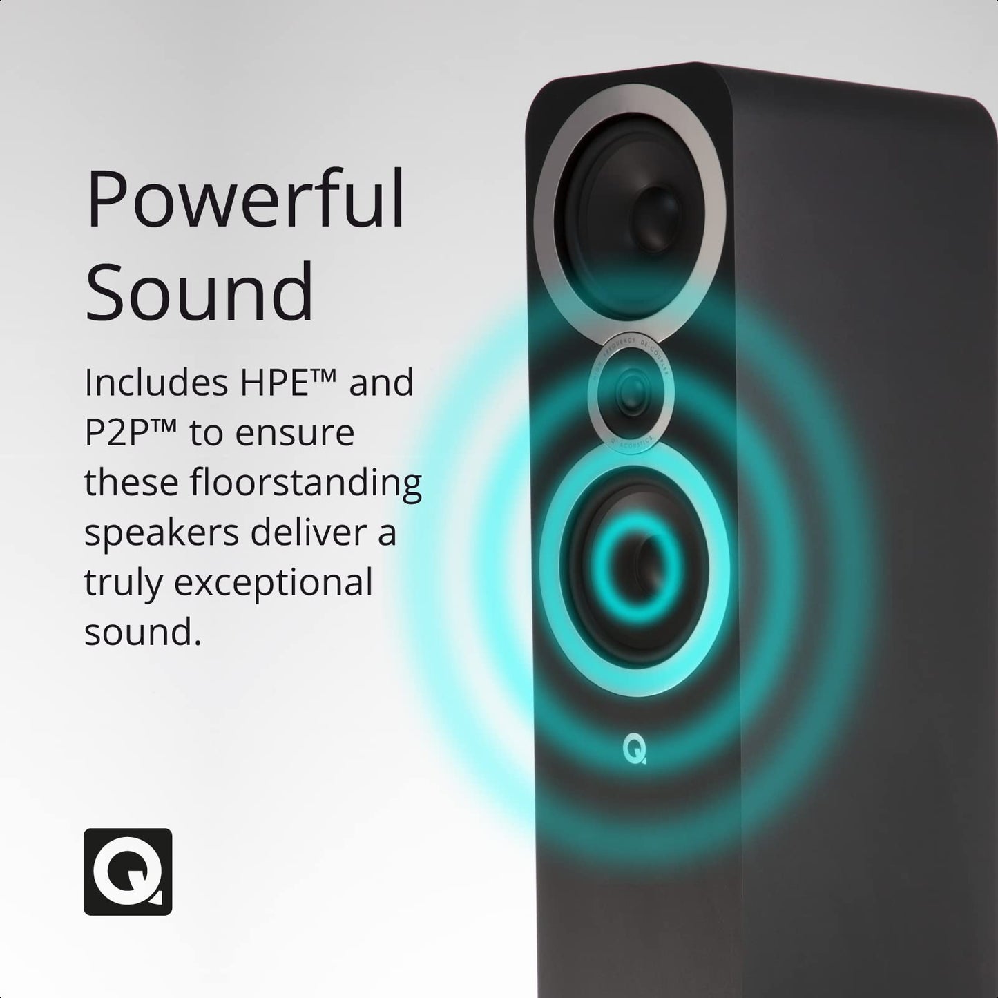 Q Acoustics 3020i Bookshelf Speakers Carbon Black (Pair) – HiFi Stereo Speakers, 25% Larger Cabinet for Deeper Bass, 22mm Tweeter, P2P Bracing, Magnetic Grilles, Chrome Bezel, Banana Plug Compatible