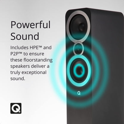 Q Acoustics 3020i Bookshelf Speakers Carbon Black (Pair) – HiFi Stereo Speakers, 25% Larger Cabinet for Deeper Bass, 22mm Tweeter, P2P Bracing, Magnetic Grilles, Chrome Bezel, Banana Plug Compatible