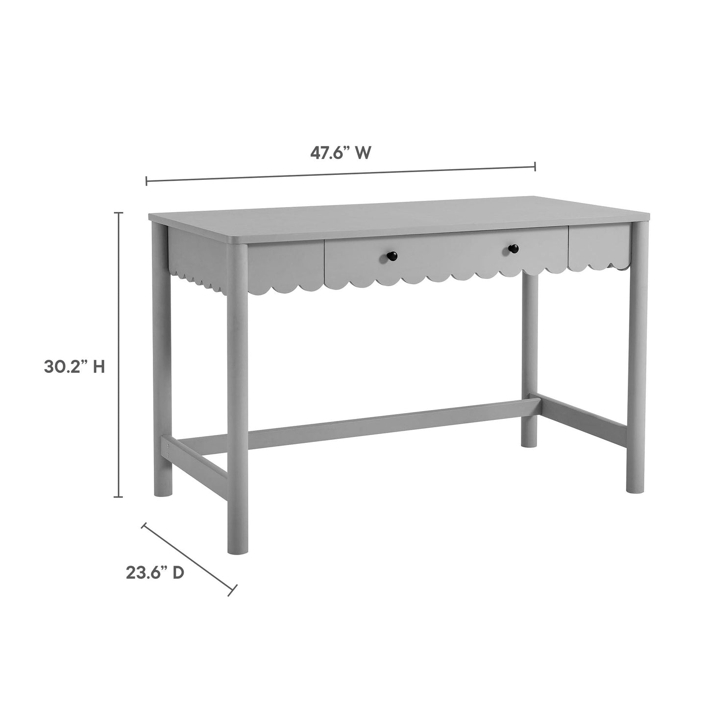 Modway Emmeline Scallop Desk in Light Gray