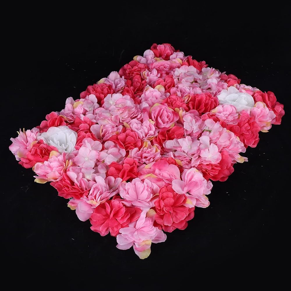 GOUZIBHD Floral Wall Panel for Wedding Celebrations Party Home Decor, 24x16in Faux Flower Wall Background, Artificial Flower Wall Panels, Silk Flower Backdrop