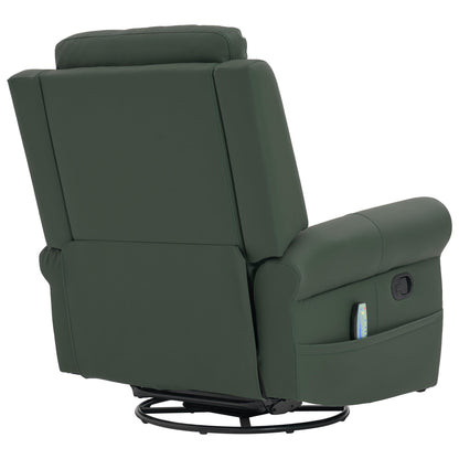 Christopher Knight Home Hayezi 270° Swivel Rocker Recliner, Massage and Heating Chair, PU Leather Living Room Manual Recliner with Dual Reclining Positions & Side Pocket, for Nursery Bedroom, Green