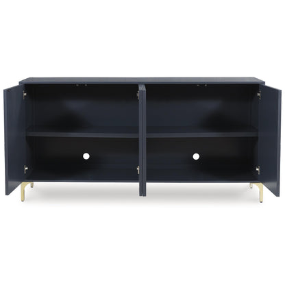 Signature Design by Ashley Loirwick Contemporary Accent Cabinet with Shelf and Geometric Pattern, Blue