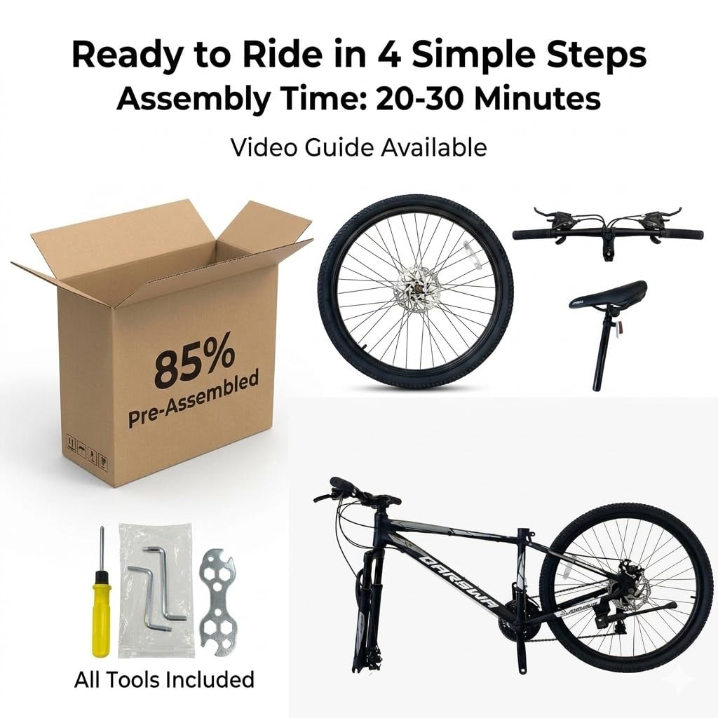 QARSWA 27.5 Inch Mountain Bike for Men and Women, Lightweight Aluminum Frame MTB with Dual Disc Brakes & 21-Speed Trigger Shifter, Comfort Foam Seat Adult Bicycle for Trail & Outdoor Riding,Black