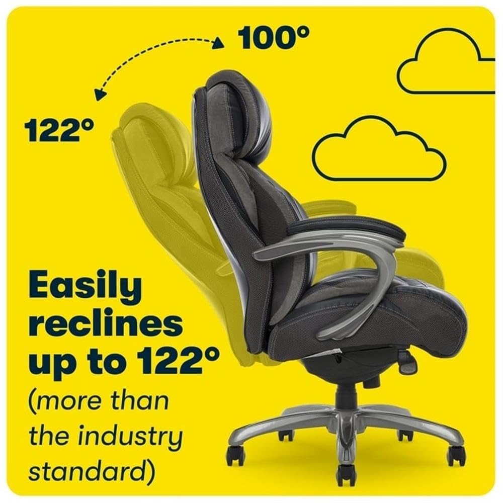 BOWERY HILL Faux Leather Modern Swivel Executive Office Desk Chair, Height Adjustable Upholstered Rolling Chair for Meeting Room, Comfortable Computer Chair for Home Office and Study Room, Black