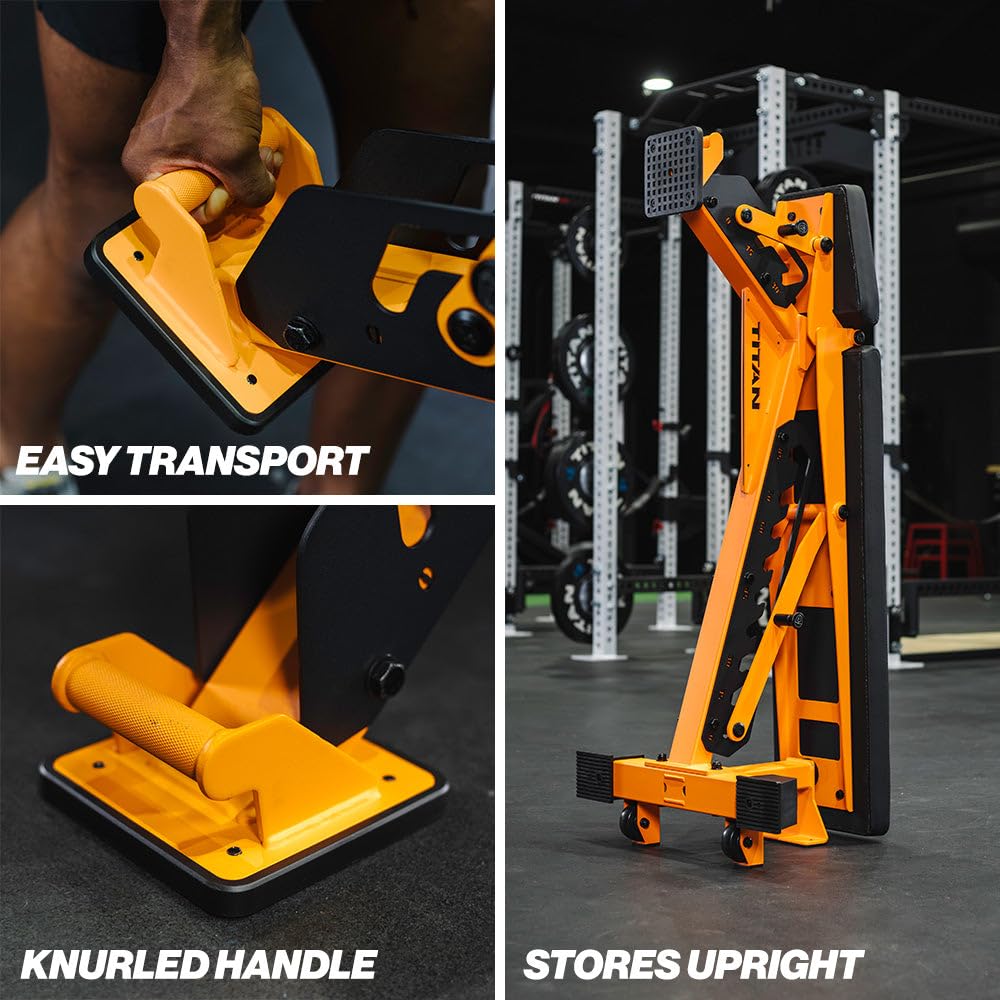 Titan Fitness TITAN Series Orange Adjustable Bench, Supports 600 LB Incline, 1,000 LB Flat, Versatile Single Post Utility Workout Bench for Home Gym, Weightlifting, Strength Training