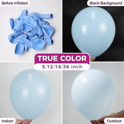 Bezente Pastel Blue Latex Party Balloons - 36 Inch Round Helium Balloons for Birthdays & Events