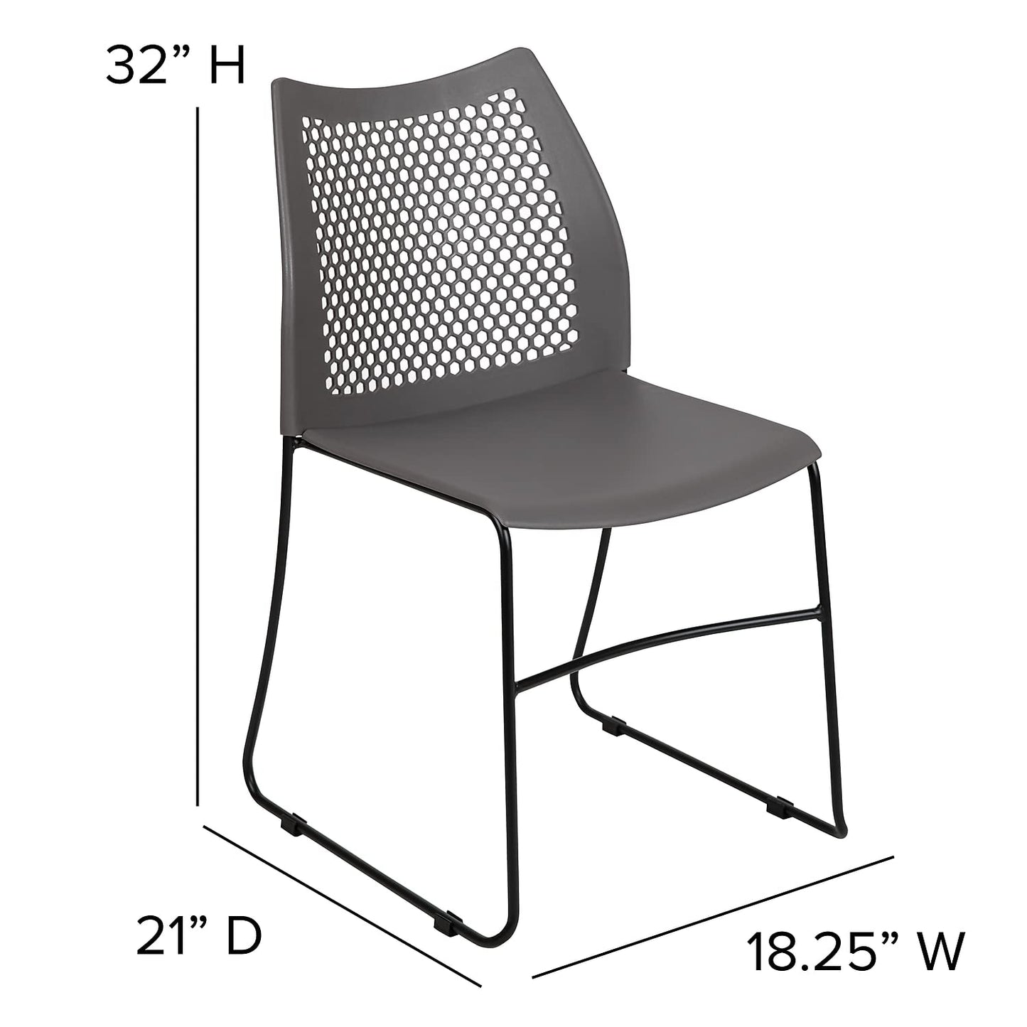 Flash Furniture Hercules Series Contoured Lobby Chairs with Air-Vent Honeycomb Backs, Ergonomic Stacking Chairs for Offices, Set of 5, Gray