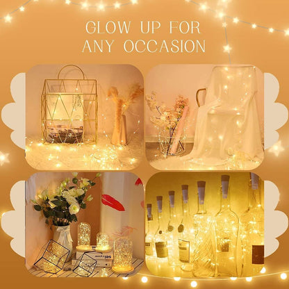20 2024 2 Pack) Bottle Lights, LED Fairy Lights Battery Operated USB Rechargeable Upgraded Bottle Light with Cork