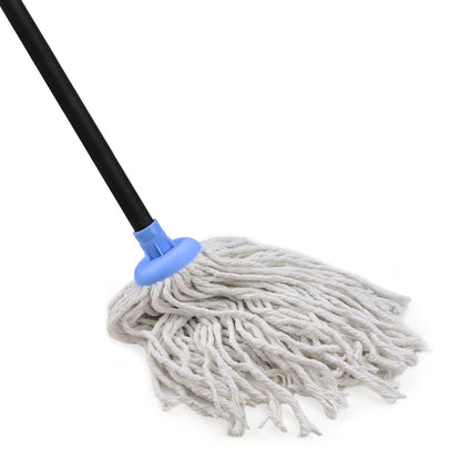 Indoor Mop for Floor Cleaning - Cotton Mops for Floor Cleaning, Regular Mop for Floors, 49-inch Simple Mops for Cleaning Living Rooms, Bathrooms, and Kitchens. (White&Blue)