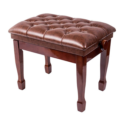 Leather Piano Bench Adjustable Deluxe Piano Bench Single Keyboard Stool with Thick Leather Cushion Wooden Comfortable Piano Stool Easy Assembly/Black(Teakwood Brown)