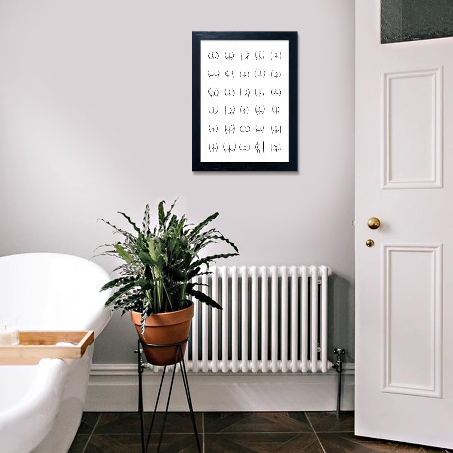 Regine Switzerland Black and White Bathroom Wall Art - Framed Funny Decor Canvas Print