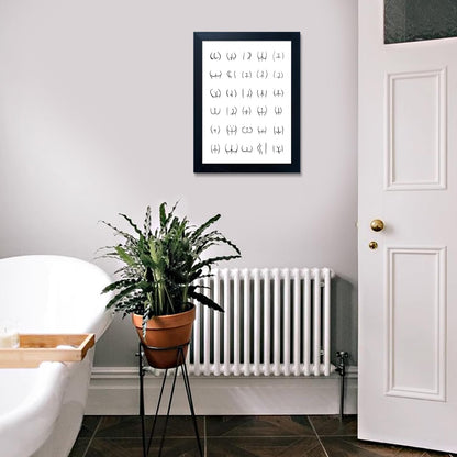 Regine Switzerland Black and White Bathroom Wall Art - Framed Funny Decor Canvas Print