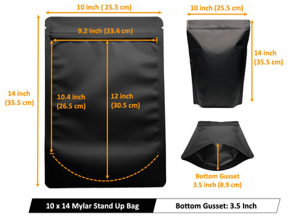 Chamigon 50 Pack 1 Gallon Matte Black Stand Up Food Storage Bags – 5 Mil 10x14 Inches Resealable Food Storage Zipper Pouch Bag, Large Heat Sealable Plastic Foil Packaging Pouches
