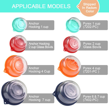Sophico Round Silicone Storage Cover Lids Replacement for Anchor Hocking and Pyrex Glass Bowls (Container not Included) (4 Size, 8 Pack)
