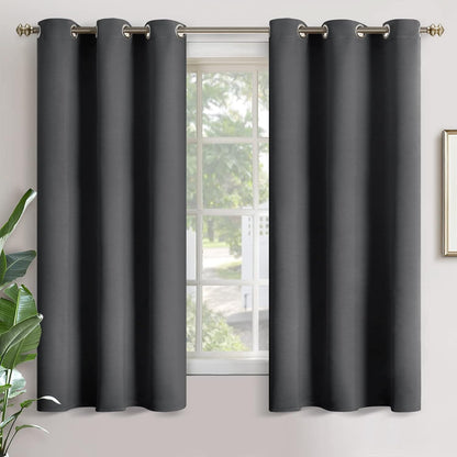 YoungsTex Blackout Curtains - Room Darkening Thermal Insulated Drapes, 63 Inch Long, Dark Grey, 2 Panels