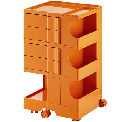 Multipurpose Utility Storage Cart - Industrial Storage with Wheels and Slide Out Drawers - Professional Trolley Cart - Portable Caddy for Salon Supplies, Kitchen Needs, Medical Tools - Tropical Orange
